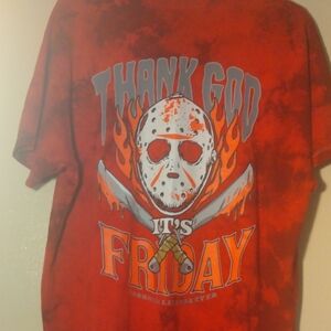 JASON MASK THANK GOD ITS FRIDAY RED T SHIRT